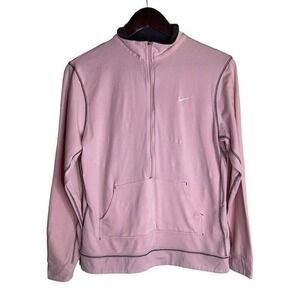 Nike Pink Quarter Zip Pullover Long Sleeve Athletic Sweatshirt Women's L‎